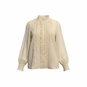 Sezane Cream Ruffle Blouse